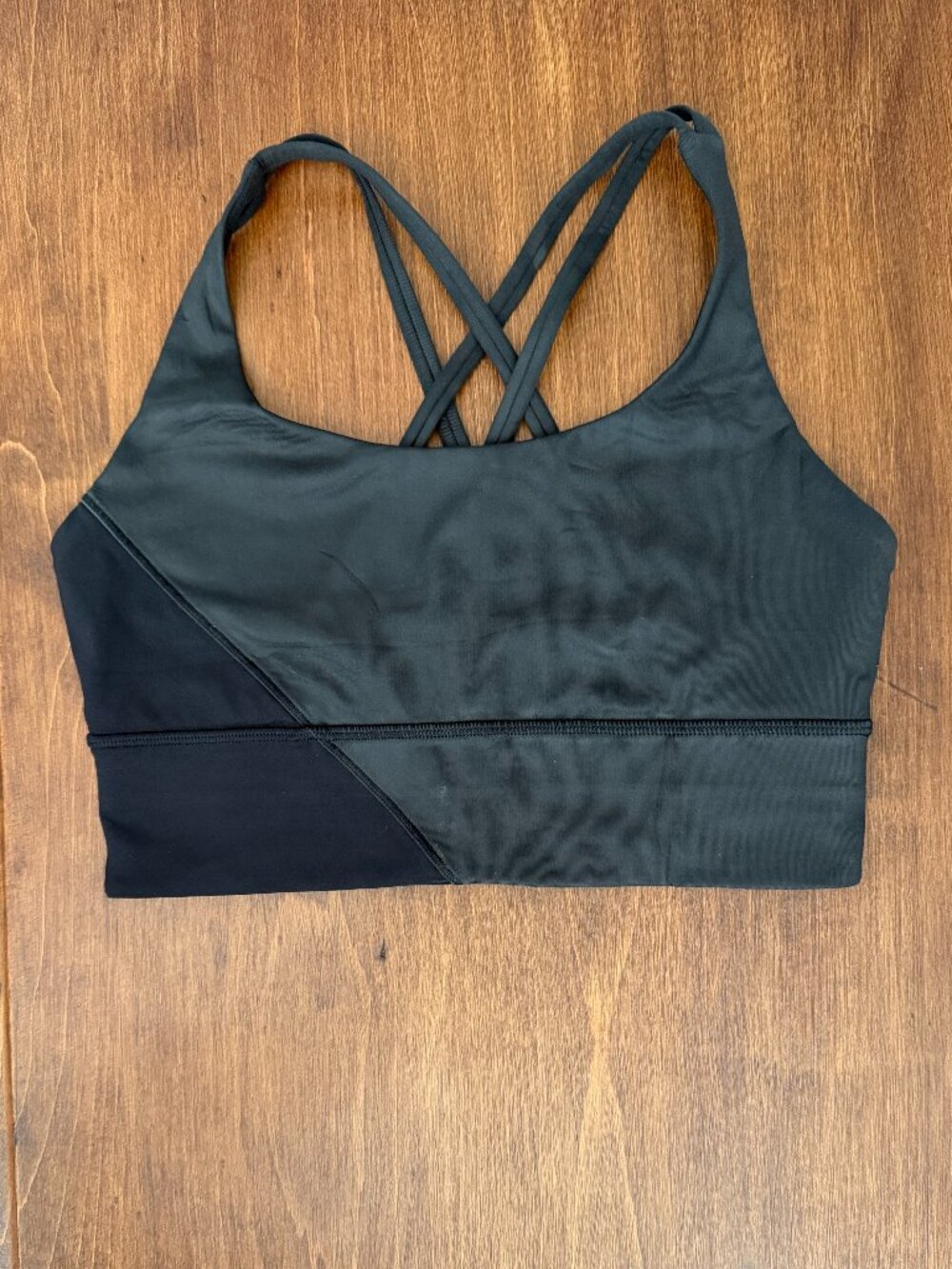 LULULEMON Black Energy SPORTS BRA Double Crossback Strap sz 6 two tone